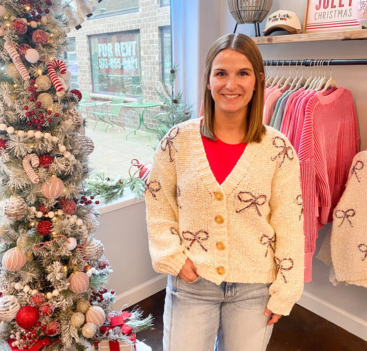 Ribbon Patch Popcorn Cardigan