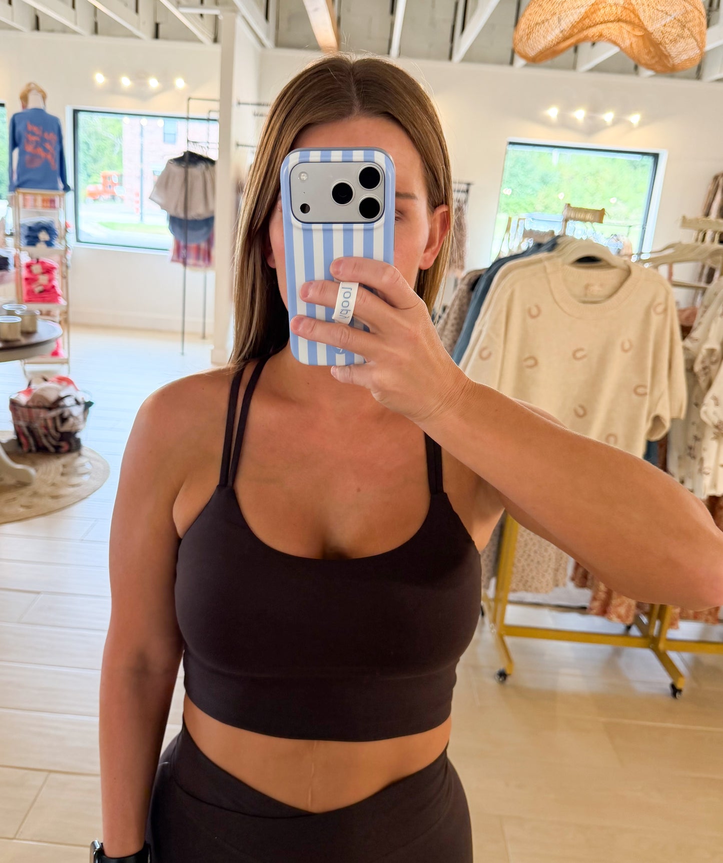 Venice Cloud Light Criss-Cross Sports Bra, Coffee Bean