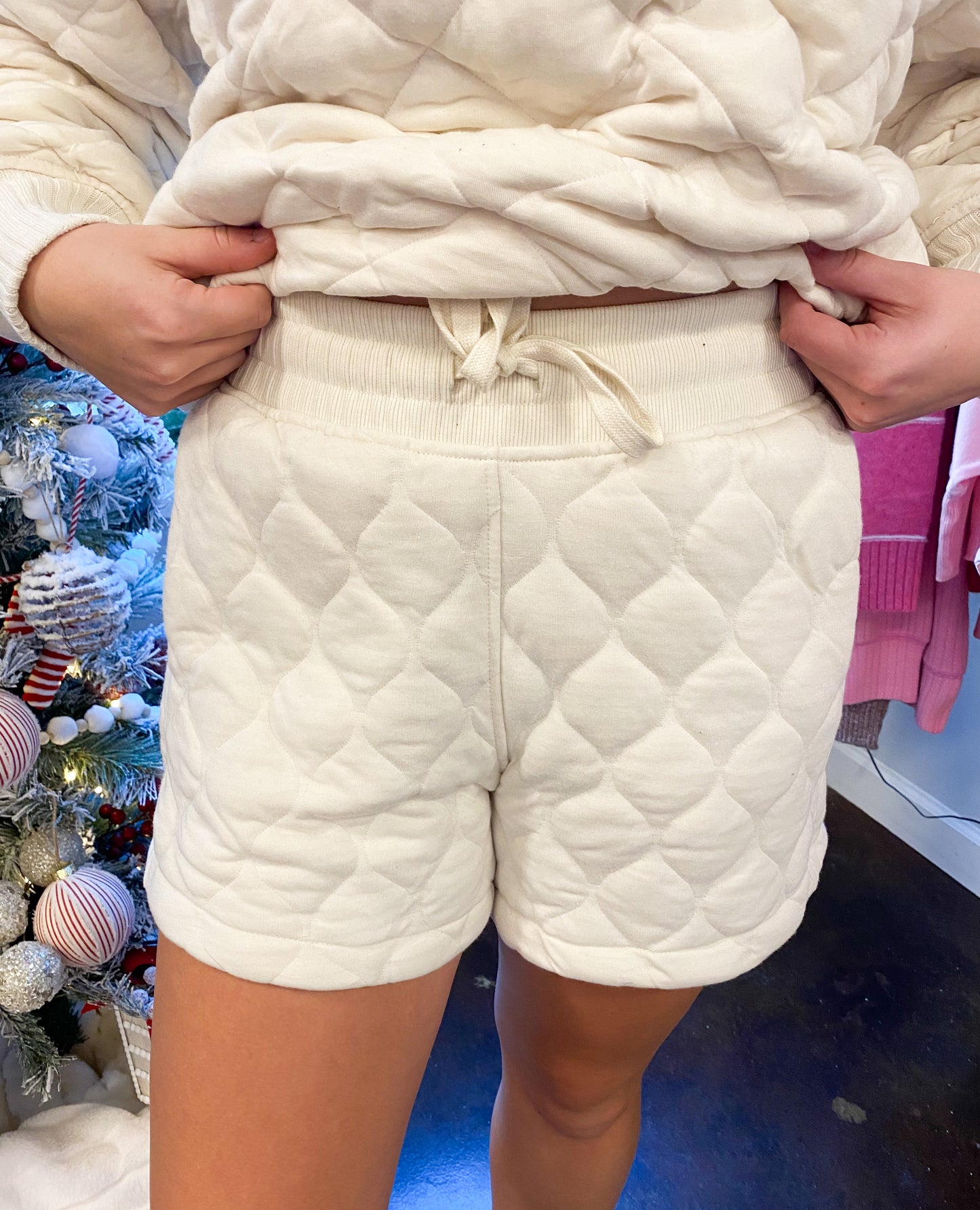 Quilted Shorts, Bone