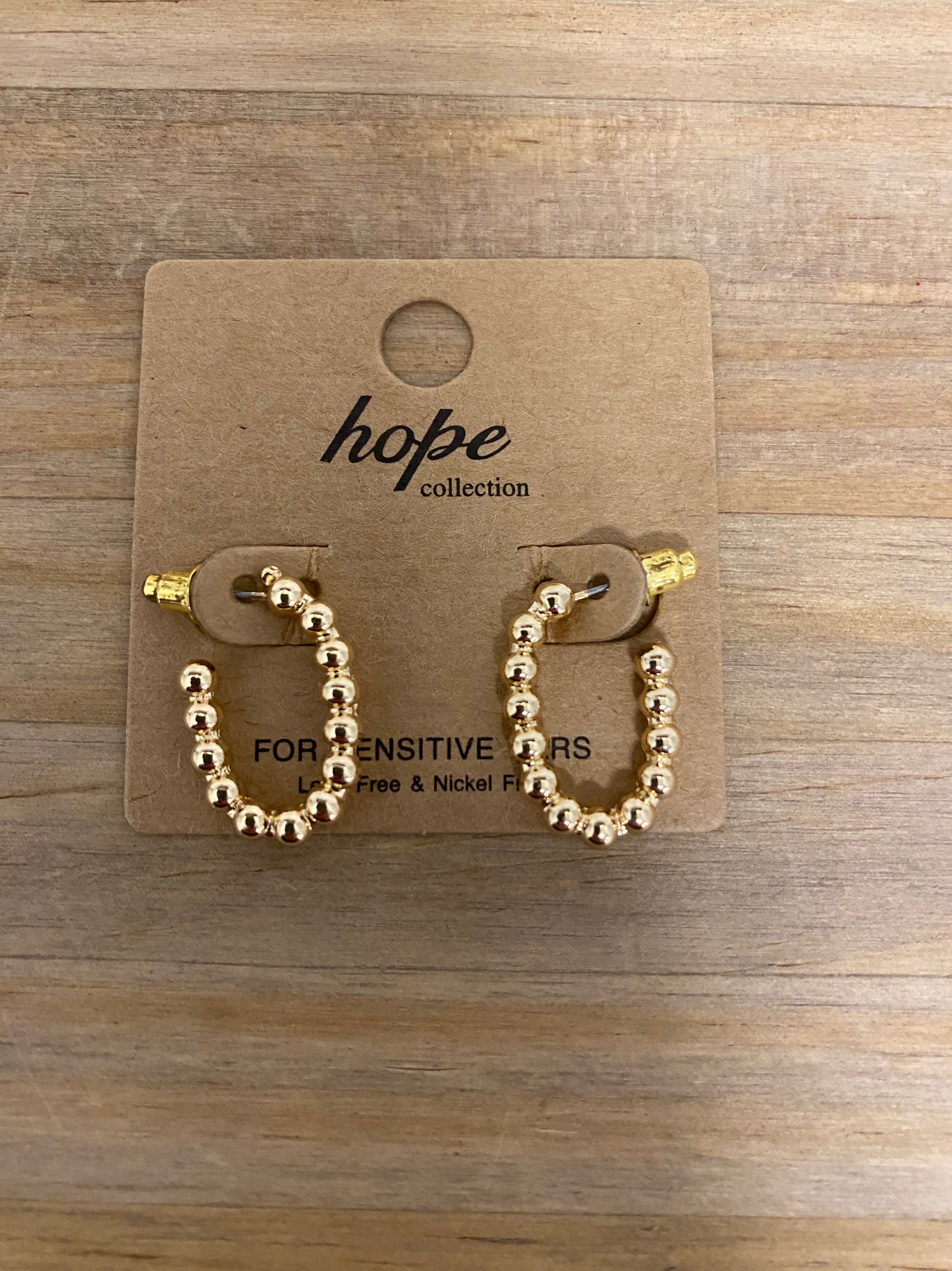 Oval Gold Beaded Hoops, Small