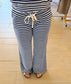 Low Rise Striped Waffle Knit Pants, Navy