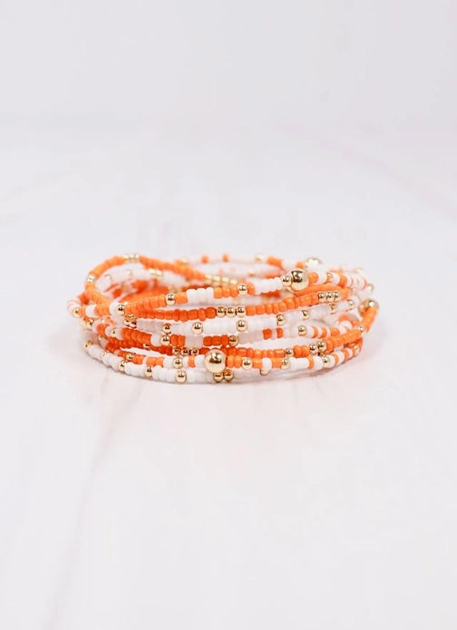 Team Spirit Bracelet Set, Orange White