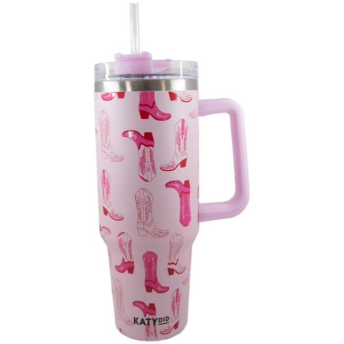 40oz Light Pink Western Boots Tumbler