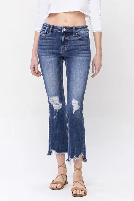 Lovervet Mid Rise Crop Kick Flare Jeans