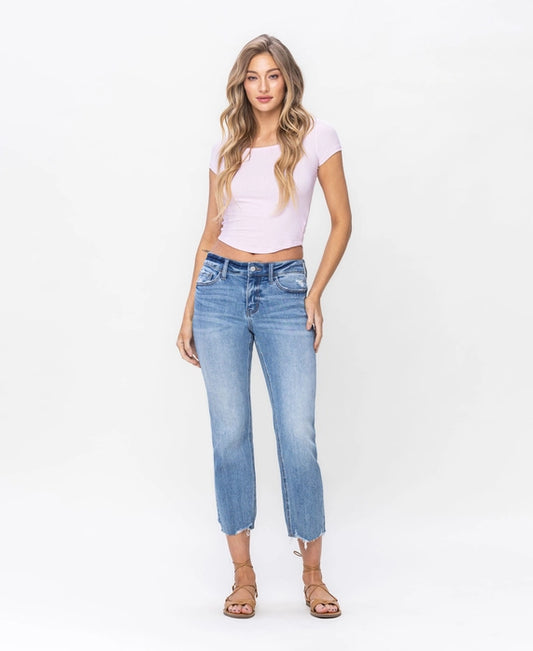 Lovervet Mid Rise Regular Cropped Straight Jeans