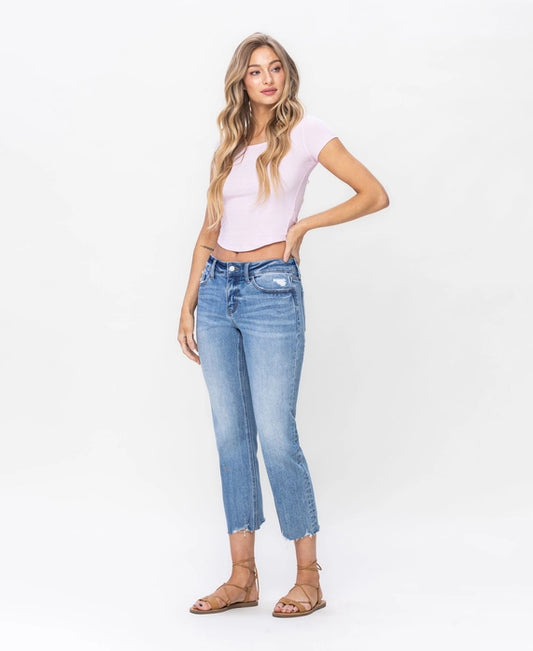 Lovervet Mid Rise Regular Cropped Straight Jeans