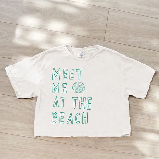 Meet Me At the Beach Cropped Mineral Graphic