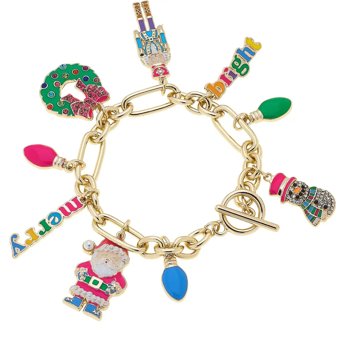 Merry & Bright Christmas Icons Charm Bracelet