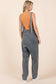 Mineral Wash Relaxed Fit Sleeveless Jumpsuit, Charcoal