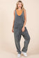 Mineral Wash Relaxed Fit Sleeveless Jumpsuit, Charcoal