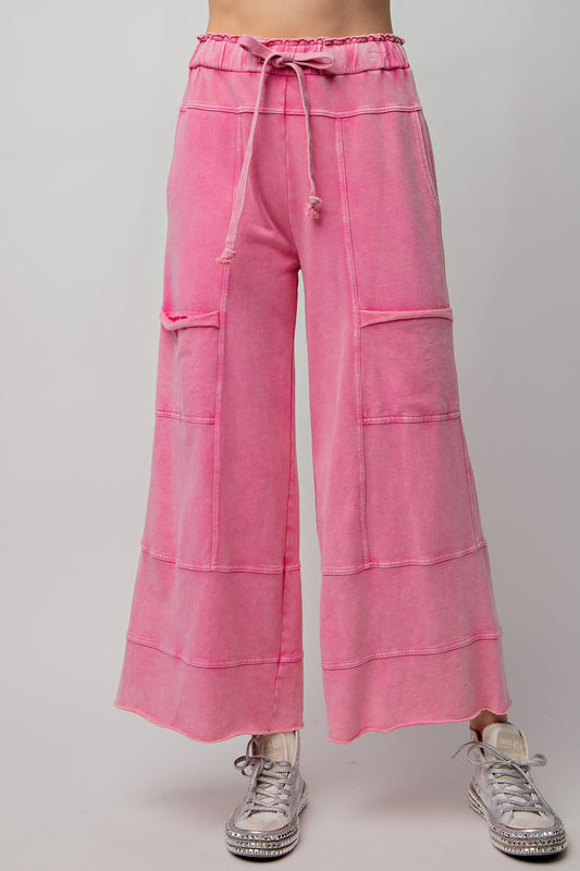 Mineral Wash Terry Knit Pants, Barbie Pink