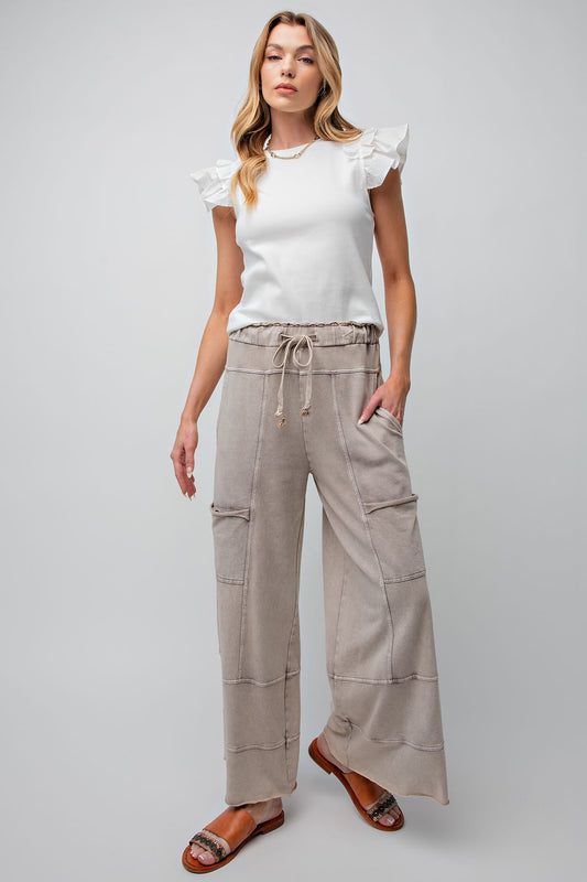 Mineral Wash Terry Knit Pants, Mushroom