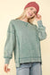 Mineral Washed French Terry Oversized Knit Top, Green