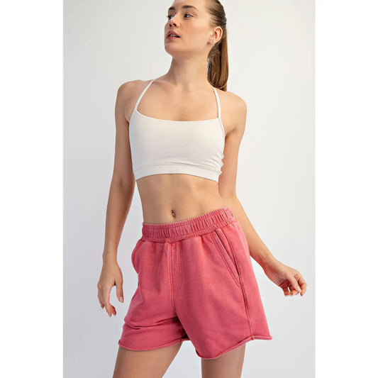 Mineral Washed Terry Short, Strawberry
