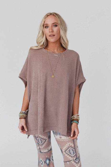 Moon Glow Texture Knit Top - Acorn