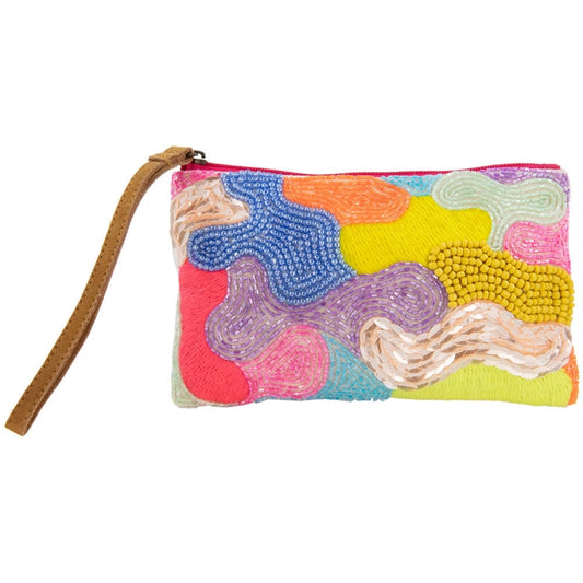 Multicolored Aztec Sequin and Beaded Wristlet Purse