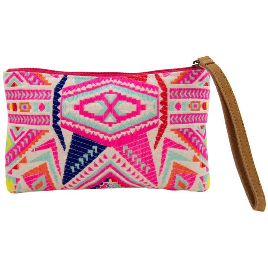 Multicolored Aztec Sequin and Beaded Wristlet Purse