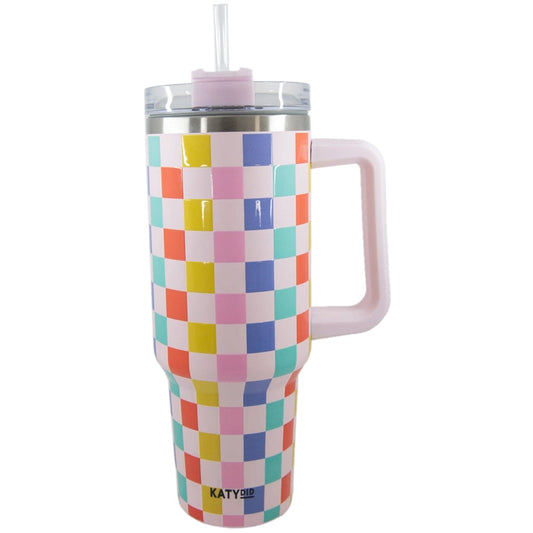 Multicolored Checkered 40oz Tumbler