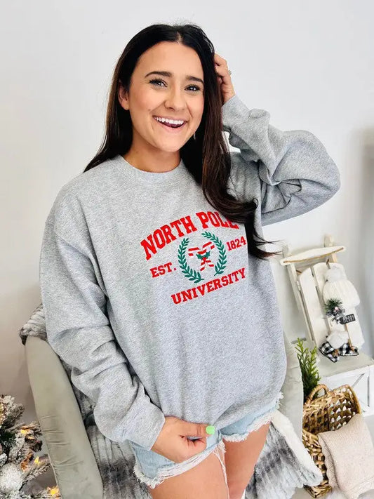 North Pole University Embroidered Sweatshirt