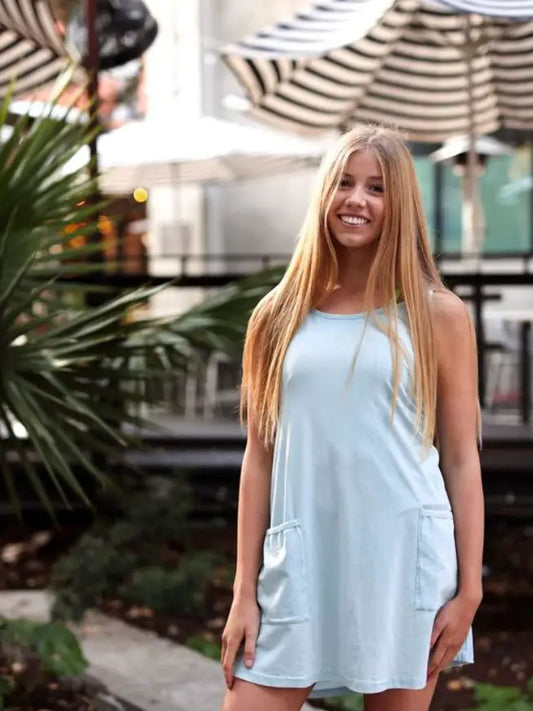 On the Go Romper Dress- Sky Blue