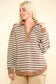 Oversized Causal Striped Knit Top, Mocha