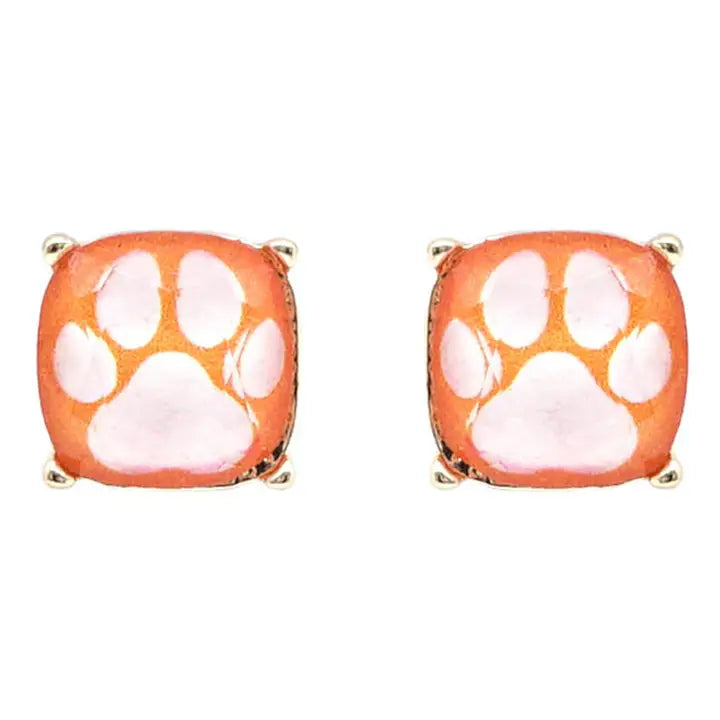 Tiger Paw Print Stud Earrings