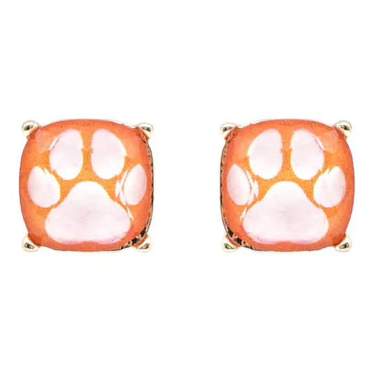 Tiger Paw Print Stud Earrings