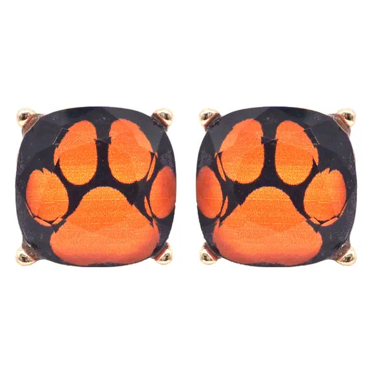 Tiger Paw Print Stud Earrings