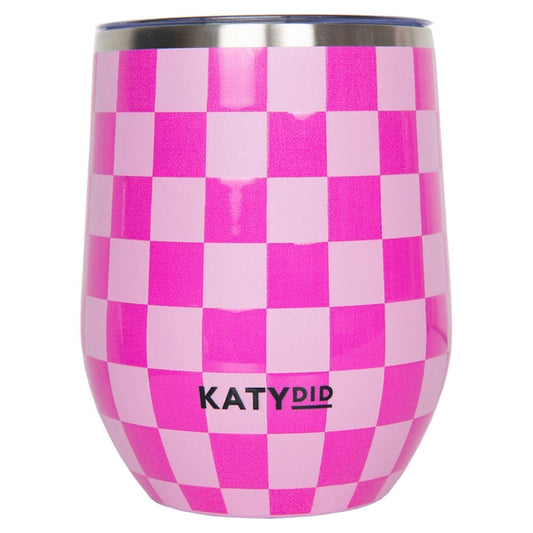 Pink Checker Insulated Wine Tumbler