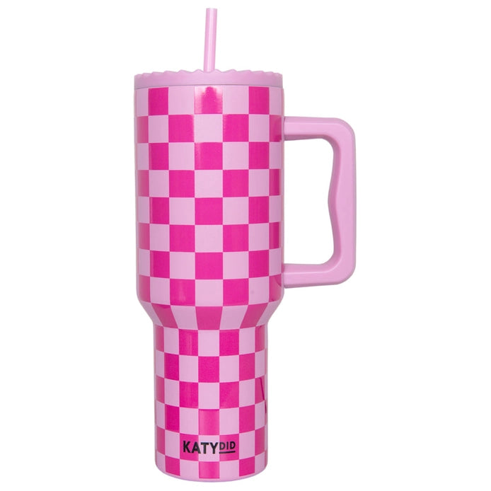 Pink Checkered 40oz Tumbler