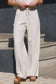 Pinstripe Wide Leg Linen Pants, Oatmeal