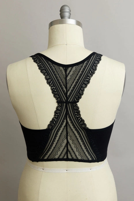 Plus Seamless Front Lace Racerback Bralette