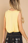 Plus Button Detailed V-Neck Sleeveless Knit Top, Pineapple