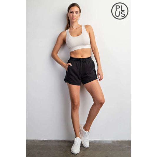 Plus Size French Terry Basic Short, Black