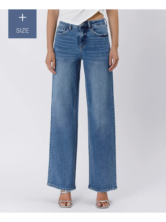 Lovervet Plus Tummy Control Super High Rise Baggy Wide Jeans