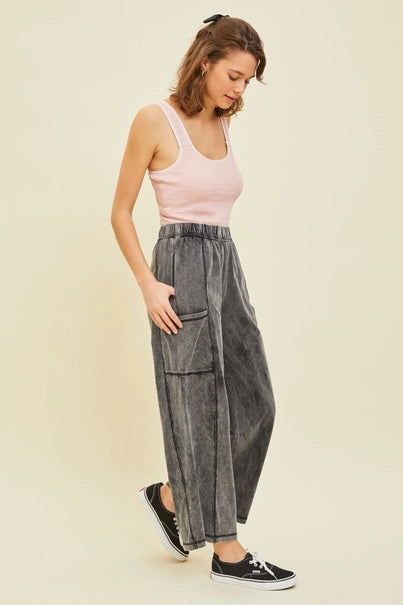 Plus  Washed Wide-Leg Pants