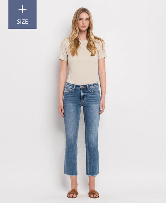 Plus, Vervet Mid Rise Crop Straight Jeans