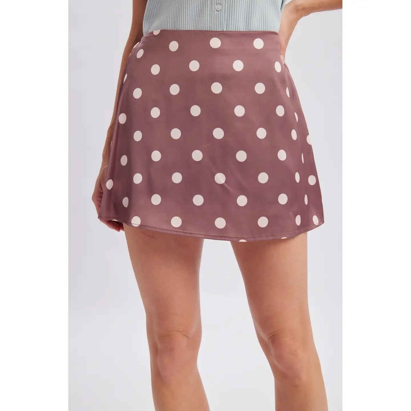 Polka Dot Satin Mini Skirt