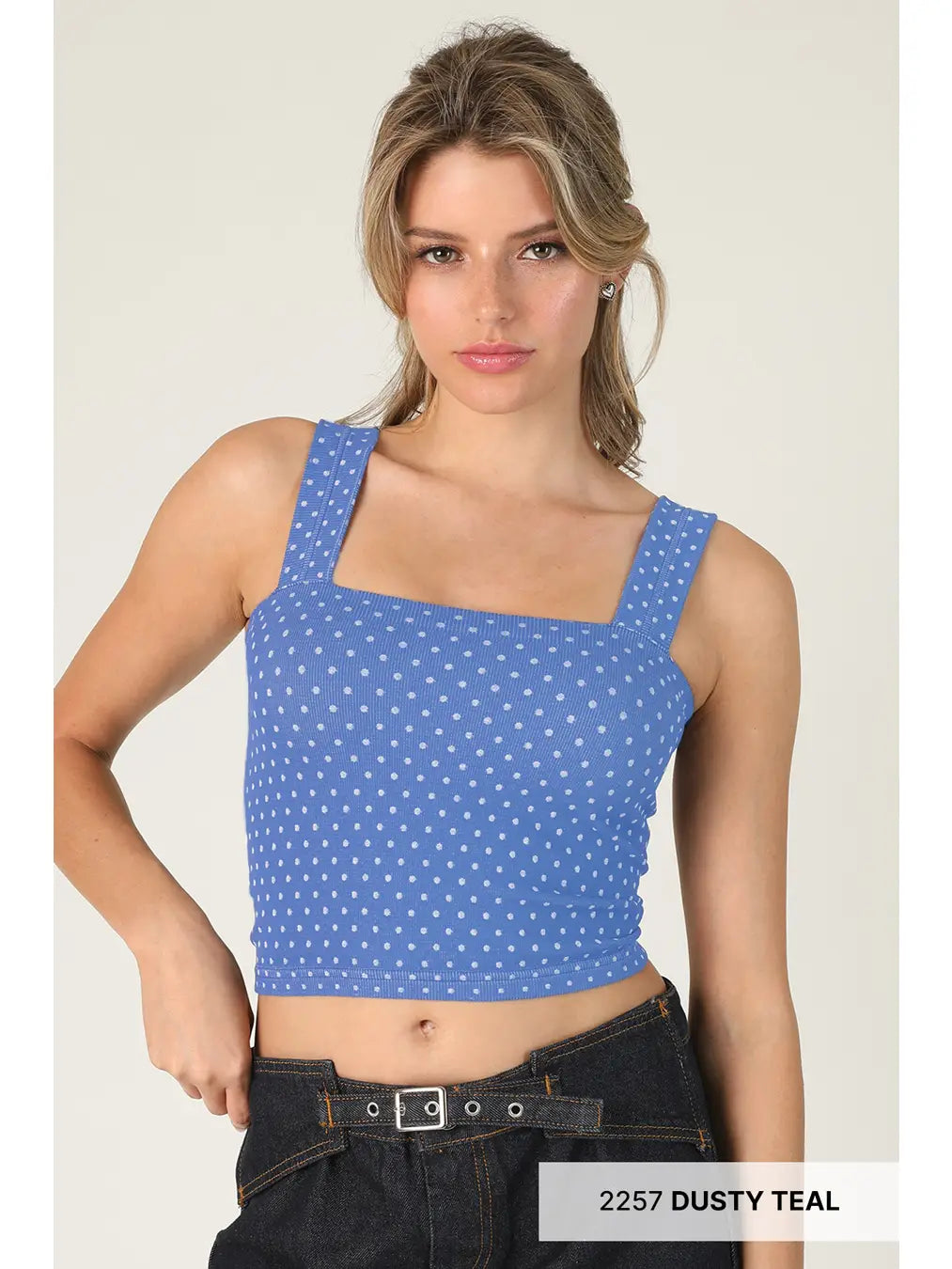 Polka Dot Square Crop Top, Marina