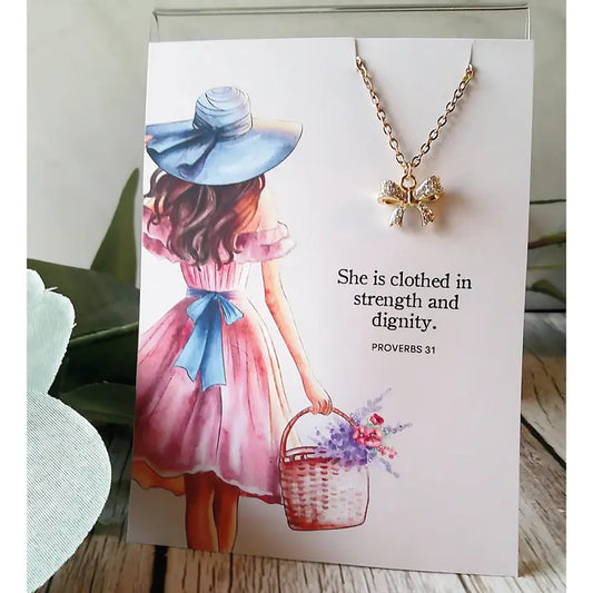 Proverbs 31 Bow Charm Necklace
