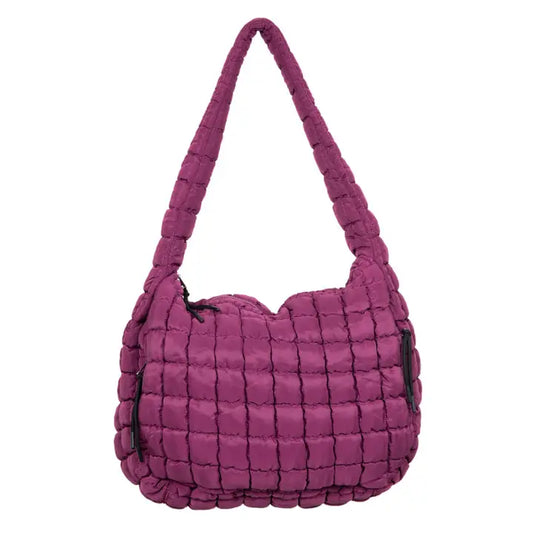 Puffer Tote Bag, Plum