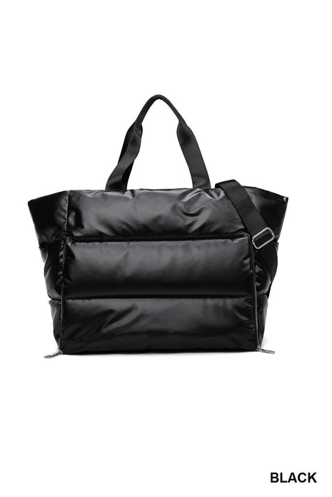 Puffy Quilted Waterproof Duffle Tote Bag