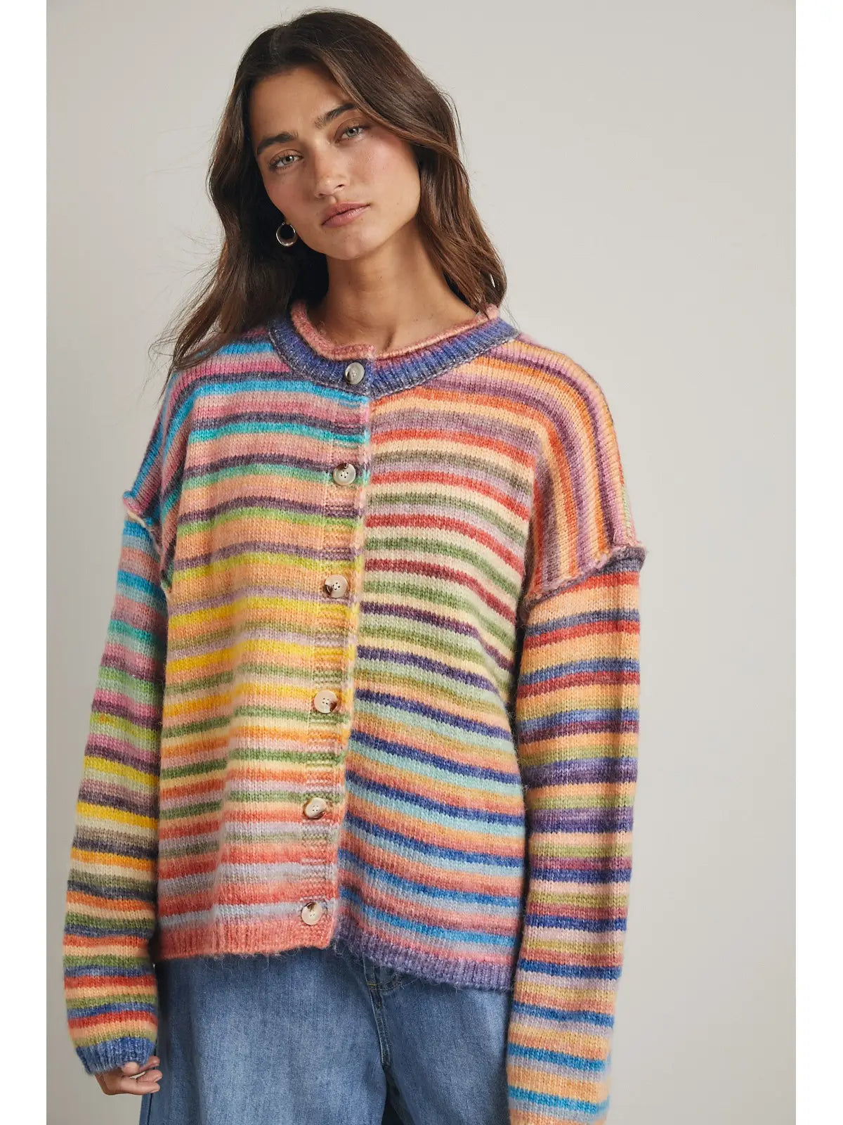 Rainbow Button-Up Sweater