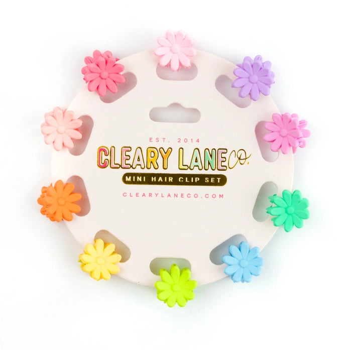 Rainbow Flowers Mini Hair Clip Set