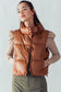 Relaxed Cropped Puffer Vest, Dark Camel