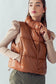 Relaxed Cropped Puffer Vest, Dark Camel