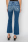 Risen Mid Rise Frayed Hem Ankle Straight Jeans