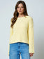 Roll Up Raw Edge Long Sleeve Sweater, Multiple