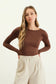 Round Neck Long Sleeve Fitted Knit Top