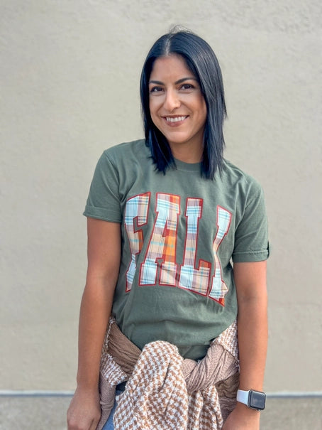 Sage Fall Plaid Tee